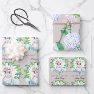 Schönes Bunny Floral Ostern Personalisiert Geschenkpapier Set