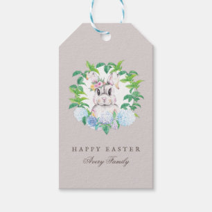 Schönes Bunny Floral Wreath Oster Geschenkanhänger