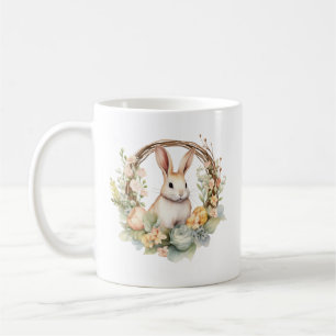 Schönes Bunny Rabbit mit Frühlingsblumen Kaffeetasse