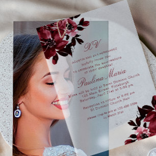 Schönes Burgund Floral Quinceañera