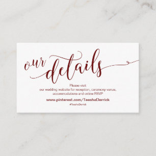 Schönes Burgund, Website für Hochzeiten Details Begleitkarte