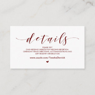Schönes Burgund, Website für Hochzeiten Details Begleitkarte