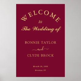 Schönes Burgundy Wedding Presentation Poster