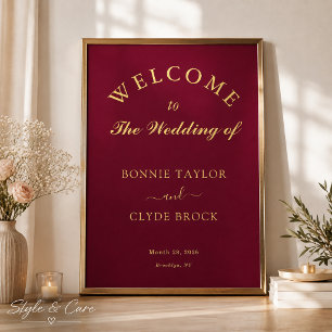 Schönes Burgundy Wedding Presentation Poster