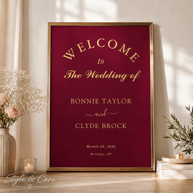 Schönes Burgundy Wedding Presentation Poster (Beautiful Burgundy Wedding Presentation Poster)
