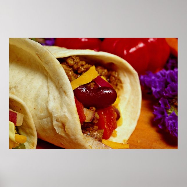 Schönes Burrito Rezept für Lebensmittelliebhaber Poster (Vorne)