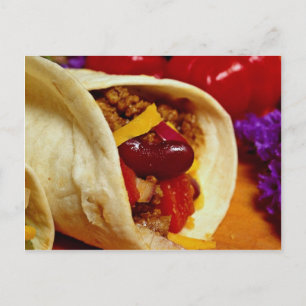 Schönes Burrito Rezept für Lebensmittelliebhaber Postkarte
