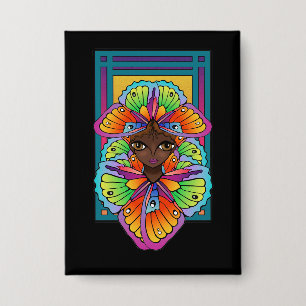Schönes Butterfly Girl Custom Cut Vinyl Sticker Button