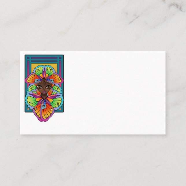 Schönes Butterfly Girl Custom Cut Vinyl Sticker Visitenkarte (Vorderseite)