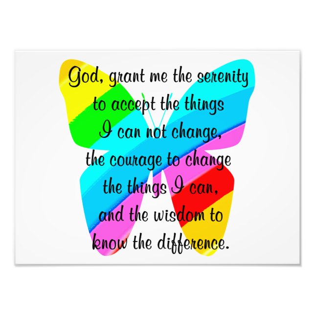 SCHÖNES BUTTERFLY SERENITY PRAYER DESIGN FOTODRUCK (Vorne)