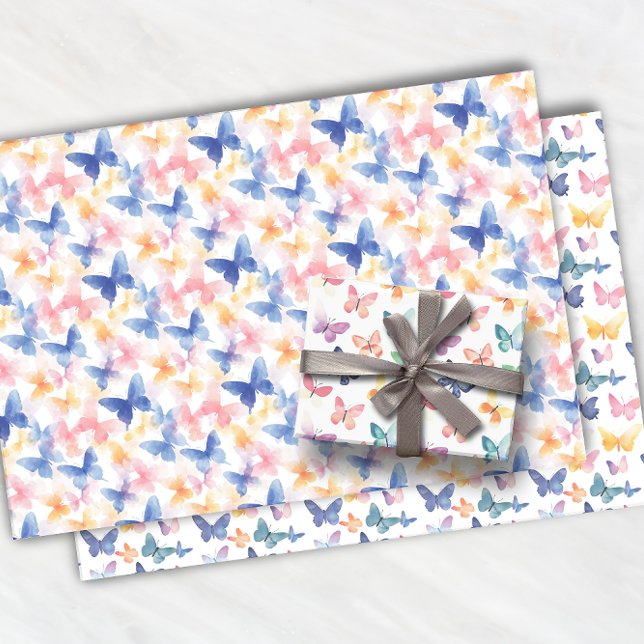 Schönes Butterfly Wasserfarbiges Muster Geschenkpapier Set (Von Creator hochgeladen)