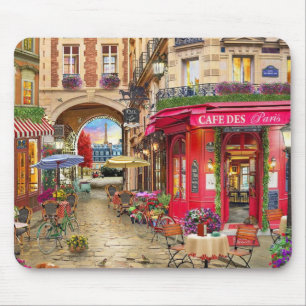 Schönes Café an der Straße von Paris Mousepad