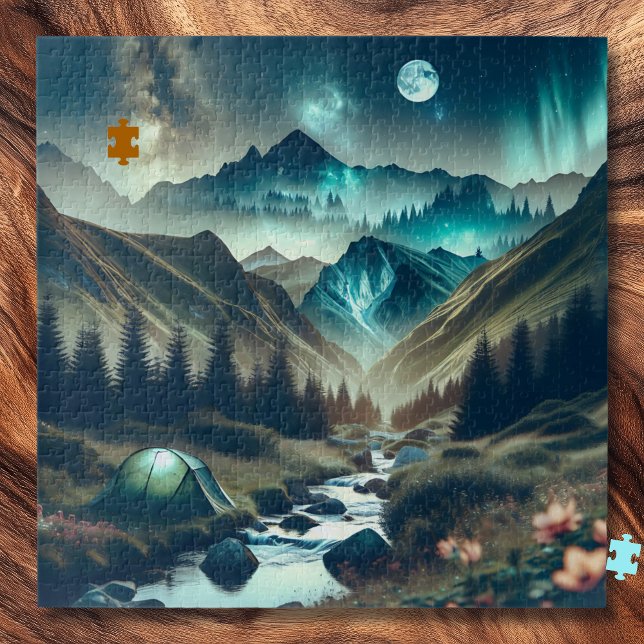 Schönes Camping mit Bergen und Zelt Puzzle (Von Creator hochgeladen)