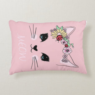 Schönes Cat Face Meow Pink Niedlich Kitten Funny C Dekokissen