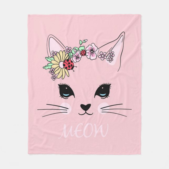 Schönes Cat Face Meow Pink Niedlich Kitten Funny C Fleecedecke (Vorderseite)