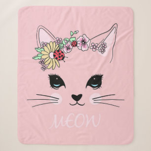 Schönes Cat Face Meow Pink Niedlich Kitten Funny C Sherpadecke