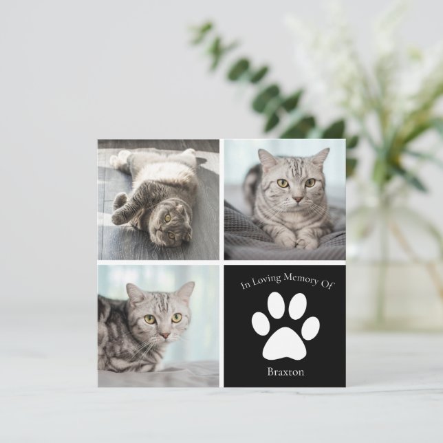 Schönes Cat Memorial Custom Pet Foto Keepake Karte (Stehend Vorderseite)