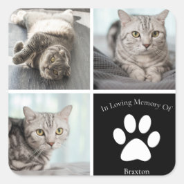 Schönes Cat Memorial Custom Pet Foto Keepake Quadratischer Aufkleber