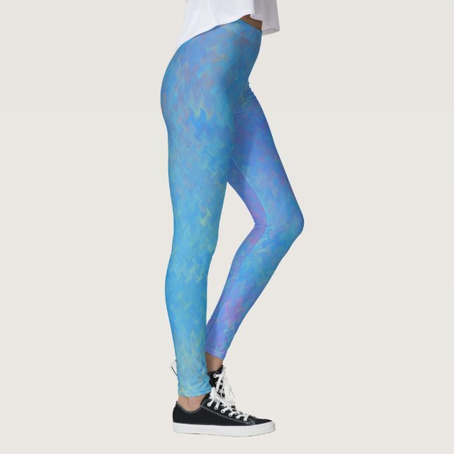 Schönes Cerulean Blue Marble Muster Leggings (Rechts)