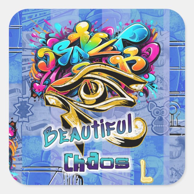 Schönes Chaos, 3x3 Quadratischer Aufkleber (Vorderseite)