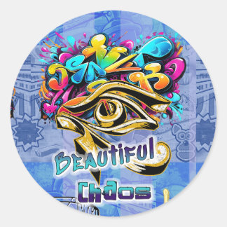 Schönes Chaos, rund Runder Aufkleber