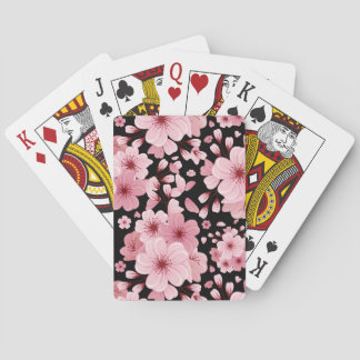 Schönes Cherry Blossom auf schwarzem Hintergrund Spielkarten