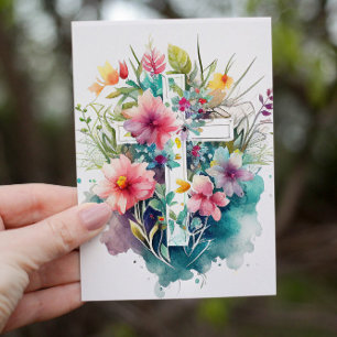 Schönes Christliches Wasserfarbkreuz Feiertagskarte