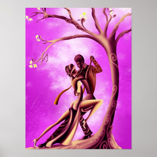 Schönes Couple Dance Tango im Mondlicht Poster (Vorne)