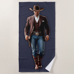 Schönes Cowboy Navy Blue & Brown Beach Handtuch