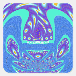 Schönes cyan-blaues Kaleidoskop-Vektordesign Quadratischer Aufkleber