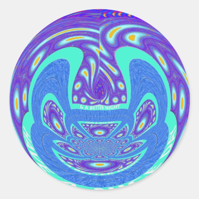 Schönes cyan-blaues Kaleidoskop-Vektordesign Runder Aufkleber (Vorderseite)