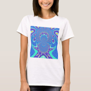 Schönes cyan-blaues Kaleidoskop-Vektordesign T-Shirt
