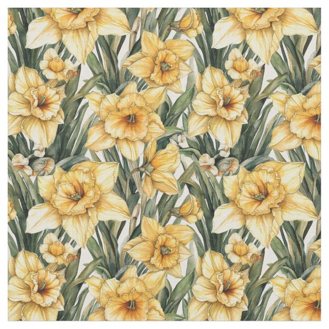 Schönes Daffodielgelb Nahtloses Muster Stoff (Nahaufnahme)
