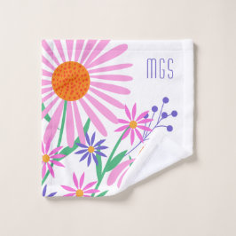 Schönes Daisies-Waschtuch in Monogramm Waschlappen