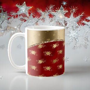 Schönes Deep Red Floral Muster mit Gold Ribbon Kaffeetasse