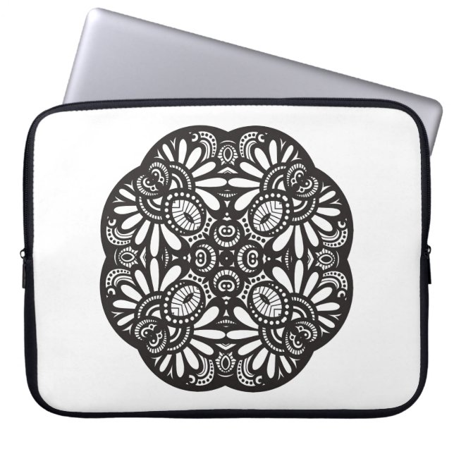 Schönes Deko-schwarzes Quadrat-Gekritzel Laptopschutzhülle (Vorderseite)