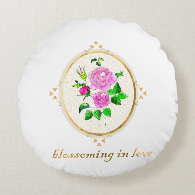 schönes dekoratives Kissen, handbemalt Rundes Kissen (Vorderseite)