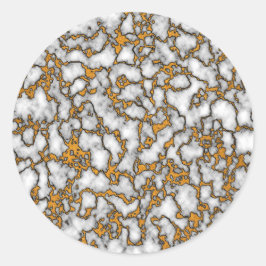 Schönes Design aus weißem und goldenem Marmor Runder Aufkleber