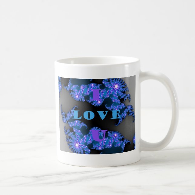 Schönes Design der galaktisch blauen Liebe, Tasse (Rechts)