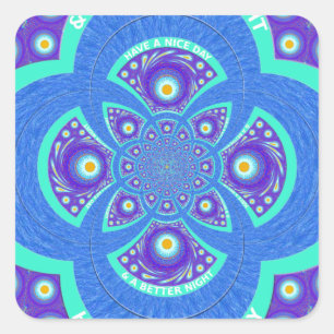 Schönes Design für Afrikanisches Blue Mandala Flor Quadratischer Aufkleber