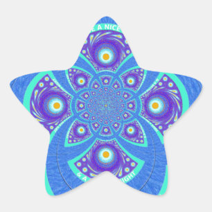 Schönes Design für Afrikanisches Blue Mandala Flor Stern-Aufkleber