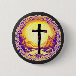 Schönes detailliertes Christliches Kreuz Button