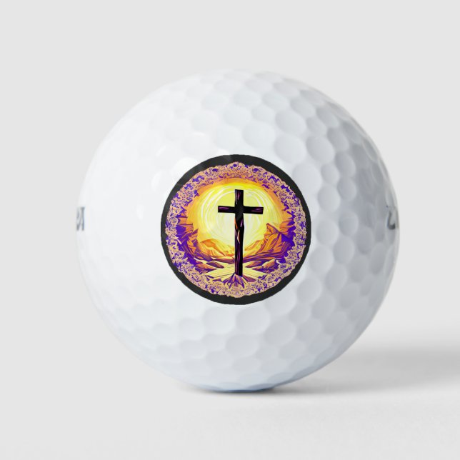 Schönes detailliertes Christliches Kreuz Golfball (Vorderseite)