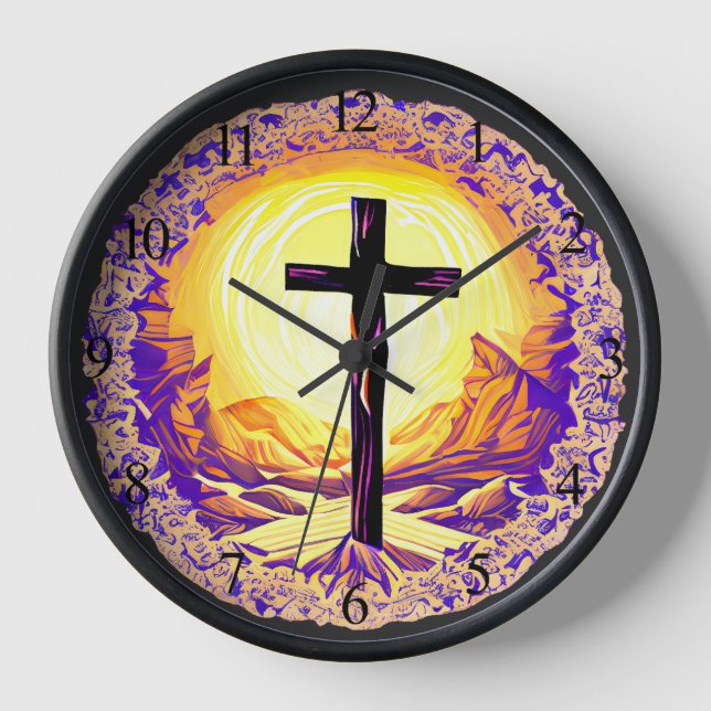 Schönes detailliertes Christliches Kreuz Uhr (Vorderseite)