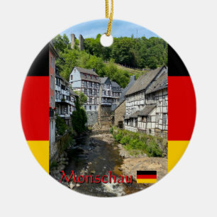 Schönes deutsches Dorf Monschau im Sommer Reise Keramik Ornament