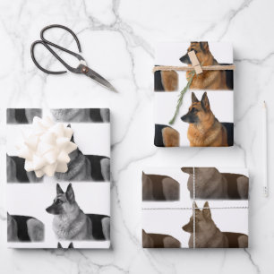 Schönes deutsches Hirtenportrait Black & Tan Wra Geschenkpapier Set