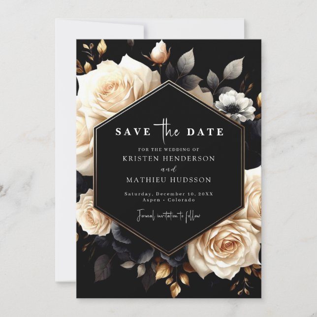 Schönes digitales Gold und Black Wedding Save The Date (Vorderseite)
