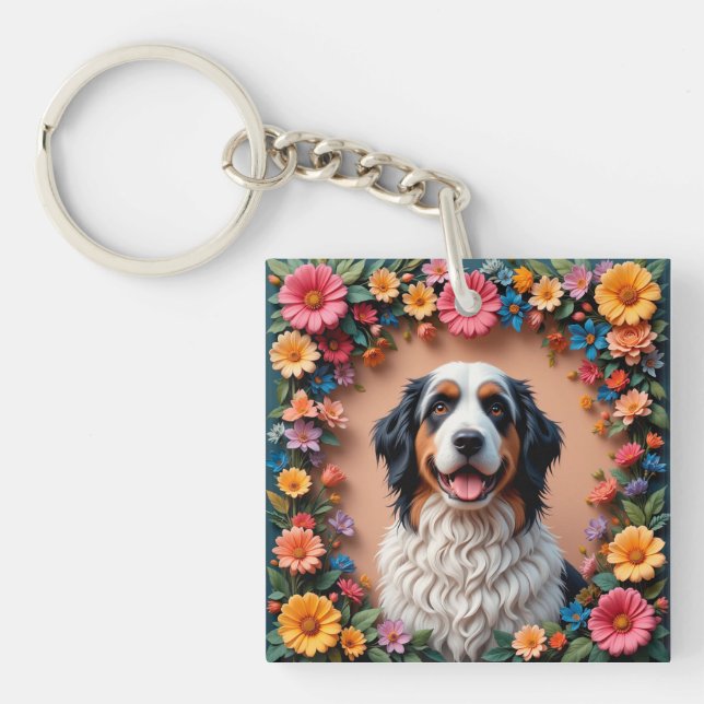 Schönes Dog Portrait Schlüsselanhänger (Vorderseite)