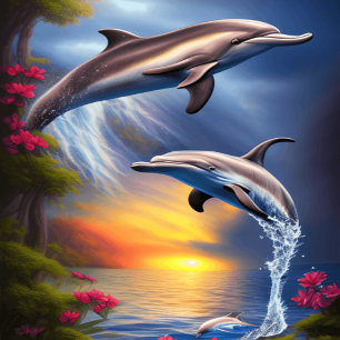 Schönes Dolphin Duo im Paradies Poster