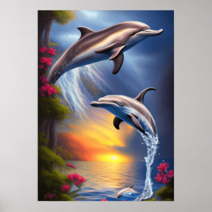Schönes Dolphin Duo im Paradies Poster